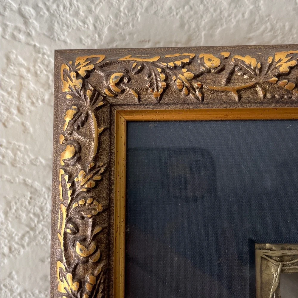 Vintage Dhokra Brass Tribal Wall Art Framed Indian Folk Dancing Figures 13”